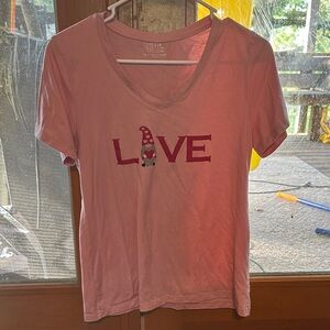 Time and Tru Pink Gnome Love Graphic Tee